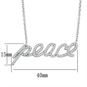 3W457 - Rhodium Brass Necklace with AAA Grade CZ  in Clear