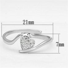 3W464 - Brass Ring Rhodium Women AAA Grade CZ Clear