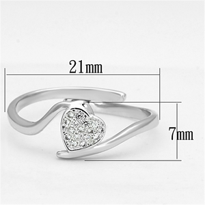 3W464 - Brass Ring Rhodium Women AAA Grade CZ Clear