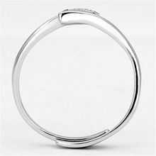 3W464 - Brass Ring Rhodium Women AAA Grade CZ Clear