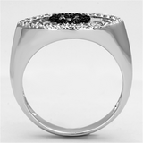 3W470 - Brass Ring Rhodium + Ruthenium Women AAA Grade CZ Black Diamond