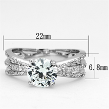 3W478 - Brass Ring Rhodium Women AAA Grade CZ Clear
