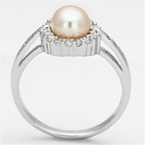 3W487 - Brass Ring Rhodium Women Synthetic White