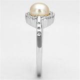 3W487 - Brass Ring Rhodium Women Synthetic White