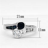 3W494 - Brass Ring Rhodium Women Synthetic Sapphire