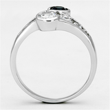 3W494 - Brass Ring Rhodium Women Synthetic Sapphire