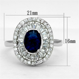 3W495 - Brass Ring Rhodium Women Synthetic Sapphire