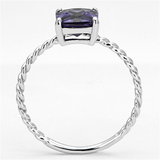 3W498 - Brass Ring Rhodium Women AAA Grade CZ Amethyst