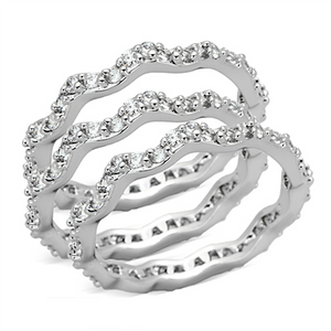 3W508 - Brass Ring Rhodium Women AAA Grade CZ Clear