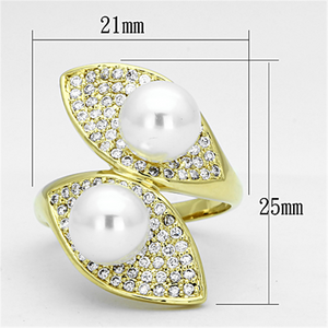 3W522 - Brass Ring Gold Women Synthetic White