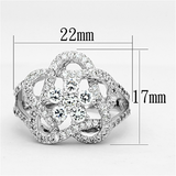 3W523 - Brass Ring Rhodium Women AAA Grade CZ Clear