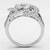 3W523 - Brass Ring Rhodium Women AAA Grade CZ Clear