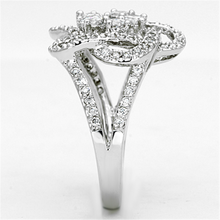 3W523 - Brass Ring Rhodium Women AAA Grade CZ Clear