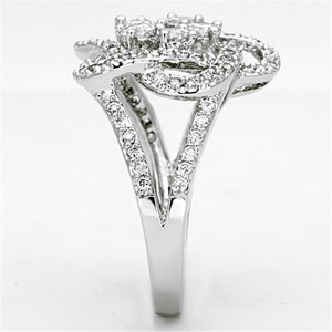 3W523 - Brass Ring Rhodium Women AAA Grade CZ Clear