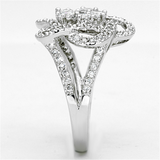 3W523 - Brass Ring Rhodium Women AAA Grade CZ Clear