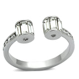 3W526 - Brass Ring Rhodium Women Top Grade Crystal Clear