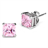 3W531 - Brass Earrings Rhodium Women AAA Grade CZ Rose