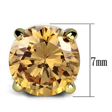 3W547 - Brass Earrings Gold Women AAA Grade CZ Champagne