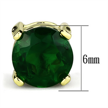 3W558 - Brass Earrings Gold Women Synthetic Emerald