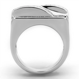 3W562 - Brass Ring Rhodium Women AAA Grade CZ Clear