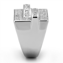 3W562 - Brass Ring Rhodium Women AAA Grade CZ Clear