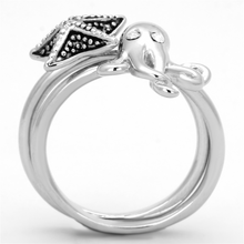 3W564 - Brass Ring Rhodium Women Top Grade Crystal Clear