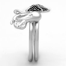 3W564 - Brass Ring Rhodium Women Top Grade Crystal Clear