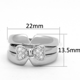 3W571 - Brass Ring Rhodium Women AAA Grade CZ Clear