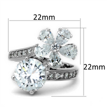 3W576 - Brass Ring Rhodium Women AAA Grade CZ Clear