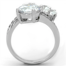 3W576 - Brass Ring Rhodium Women AAA Grade CZ Clear