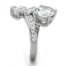 3W576 - Brass Ring Rhodium Women AAA Grade CZ Clear