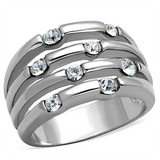 3W581 - Rhodium Brass Ring with Top Grade Crystal  in Clear