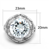 3W589 - Brass Ring Rhodium Women AAA Grade CZ Clear