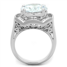 3W589 - Brass Ring Rhodium Women AAA Grade CZ Clear