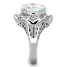 3W589 - Brass Ring Rhodium Women AAA Grade CZ Clear