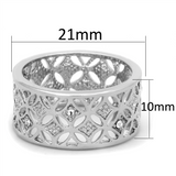 3W590 - Brass Ring Rhodium Women Top Grade Crystal Clear