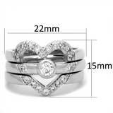 3W591 - Brass Ring Rhodium Women AAA Grade CZ Clear
