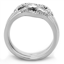 3W591 - Brass Ring Rhodium Women AAA Grade CZ Clear