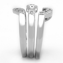 3W591 - Brass Ring Rhodium Women AAA Grade CZ Clear