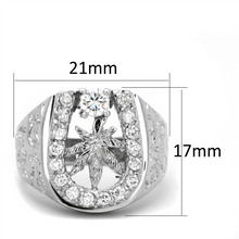 3W595 - Brass Ring Rhodium Women AAA Grade CZ Clear