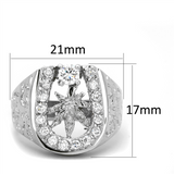 3W595 - Brass Ring Rhodium Women AAA Grade CZ Clear