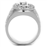 3W595 - Brass Ring Rhodium Women AAA Grade CZ Clear