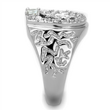 3W595 - Brass Ring Rhodium Women AAA Grade CZ Clear