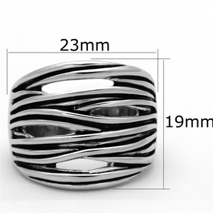 3W596 - Brass Ring Rhodium Women Epoxy Jet