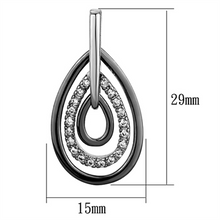3W616 - Brass Earrings Rhodium + Ruthenium Women AAA Grade CZ Clear