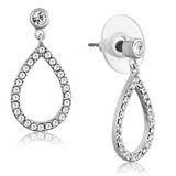 3W617 - Brass Earrings Rhodium Women Top Grade Crystal Clear
