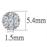 3W623 - Brass Earrings Rhodium Women AAA Grade CZ Clear