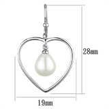 3W630 - Brass Earrings Rhodium Women Semi-Precious White