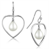 3W630 - Brass Earrings Rhodium Women Semi-Precious White
