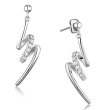 3W632 - Brass Earrings Rhodium Women AAA Grade CZ Clear
